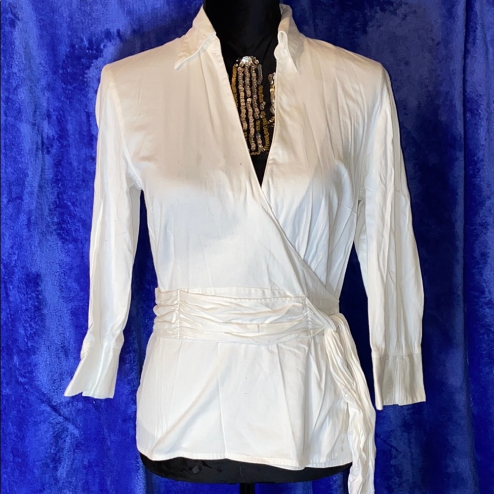 White Wrap Blouse - Picture 1 of 3